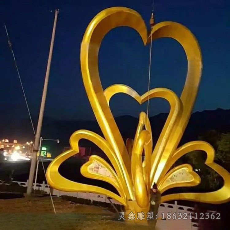 不锈钢抽象天鹅校园雕塑