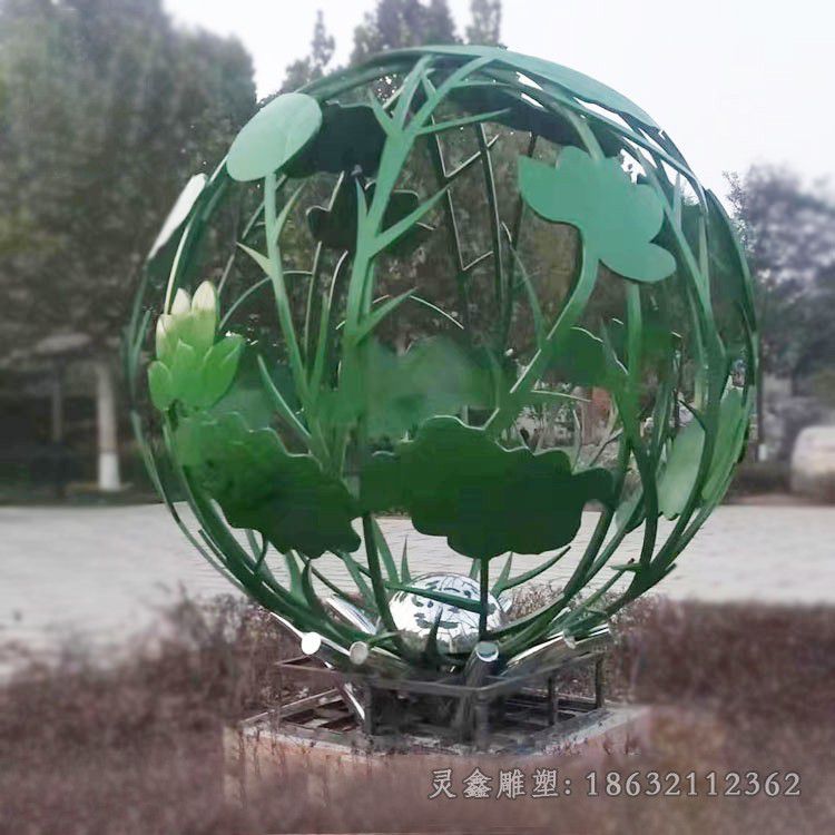 不锈钢抽象镂空球广场雕塑