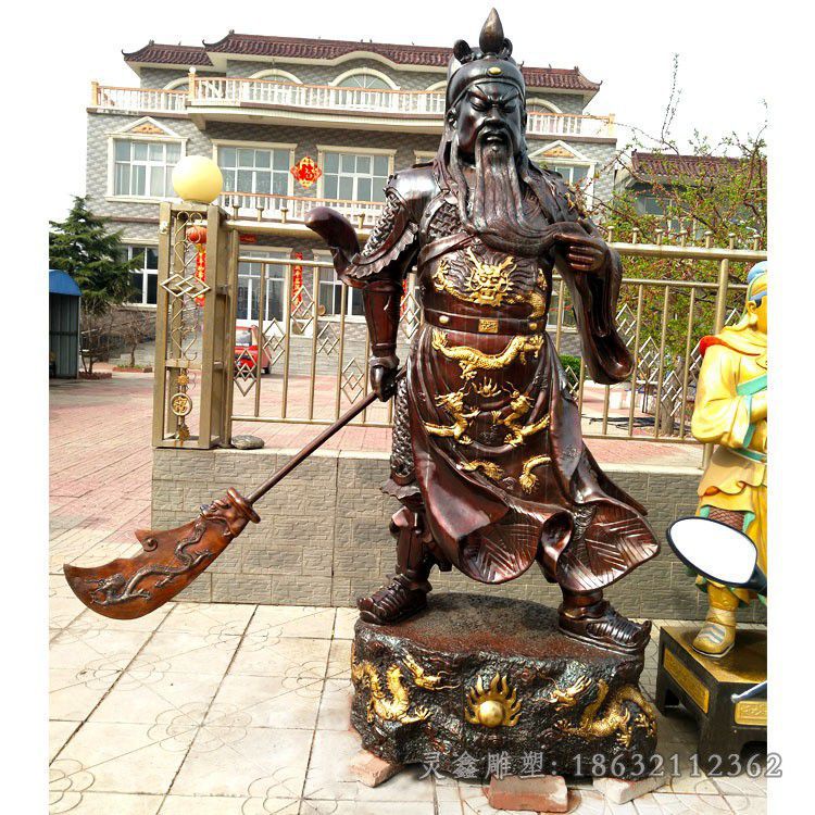 拿刀关公街边景观铜雕