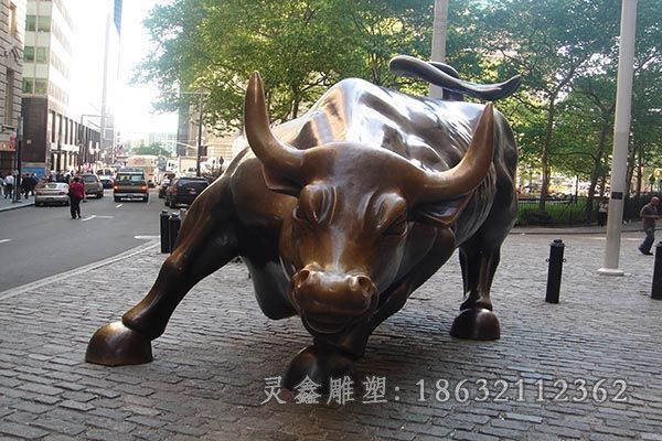 古铜色牛园林景观铜雕