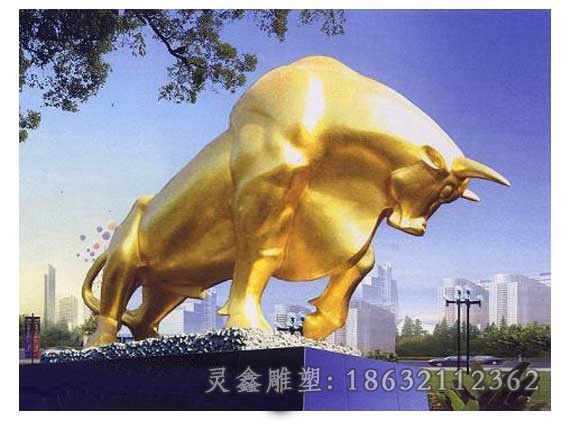 金色牛小区动物铜雕