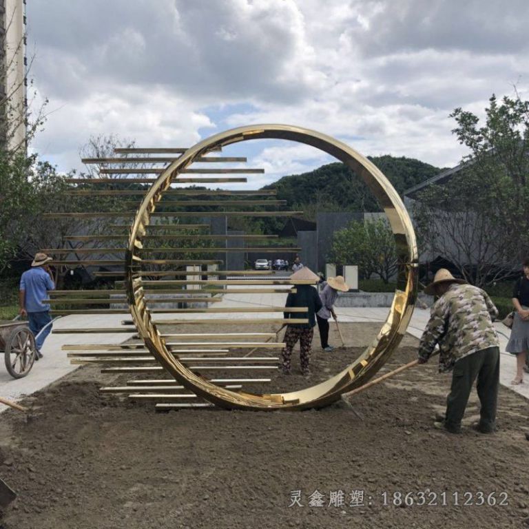 不锈钢抽象几何城市雕塑
