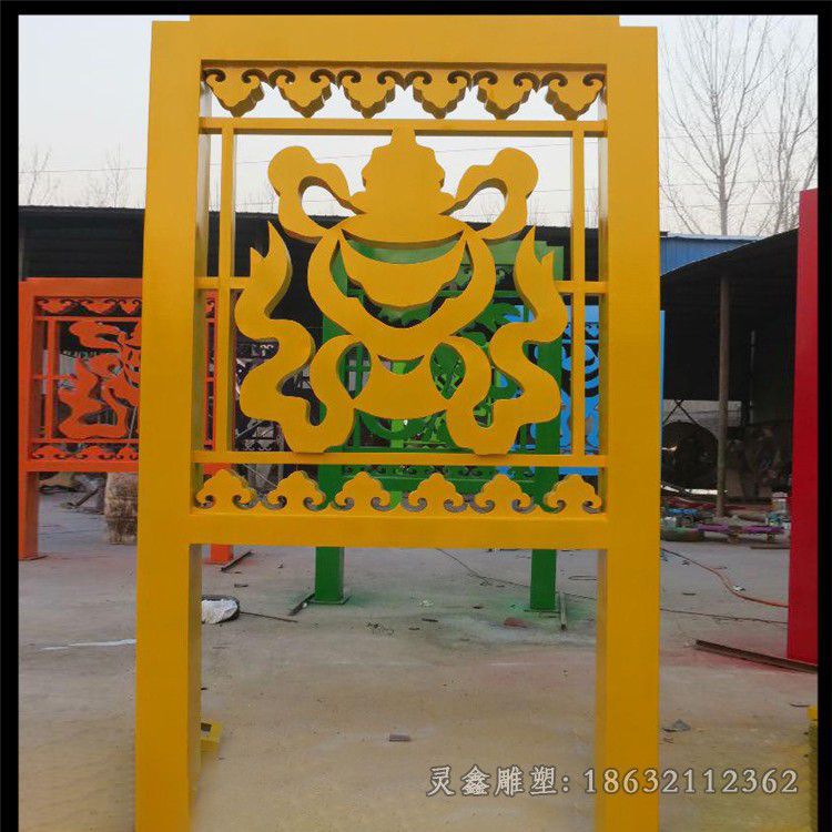 不锈钢抽象剪纸宣传栏雕塑