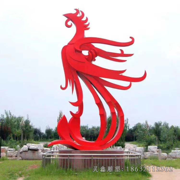 不锈钢浴火凤凰园林雕塑