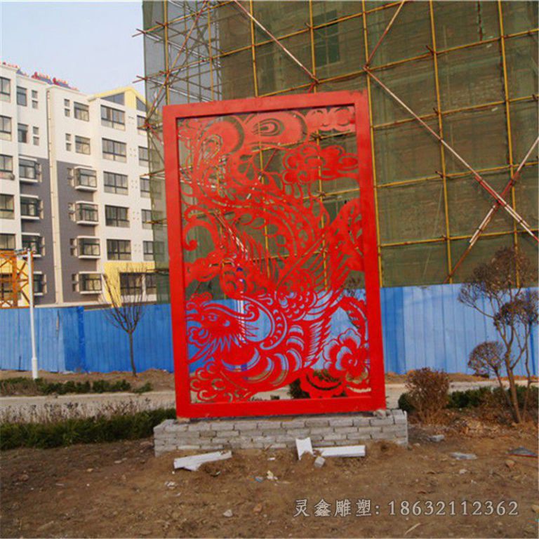 不锈钢镂空凤凰剪影雕塑