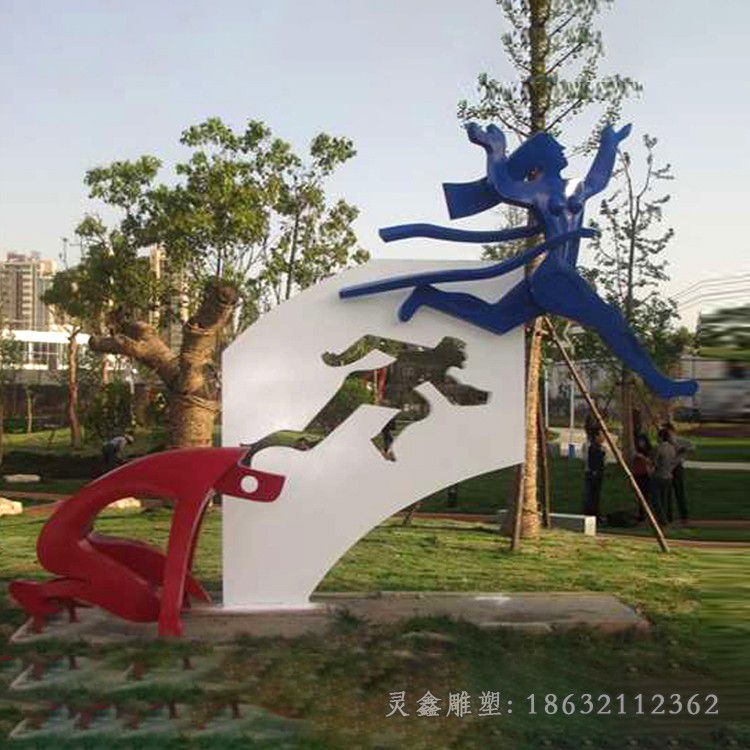 不锈钢剪影运动人物雕塑