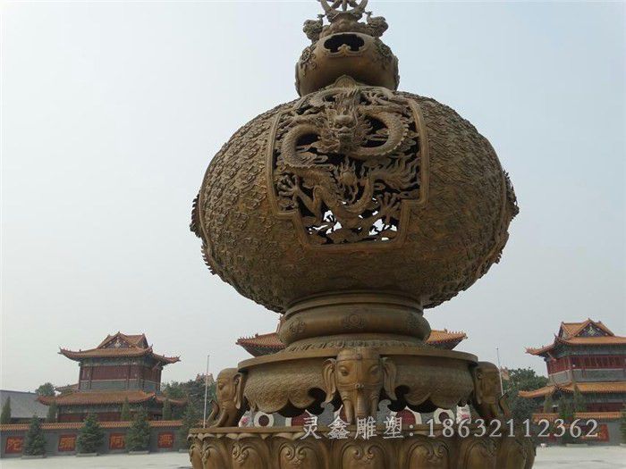 寺庙浮雕香炉景观铜雕