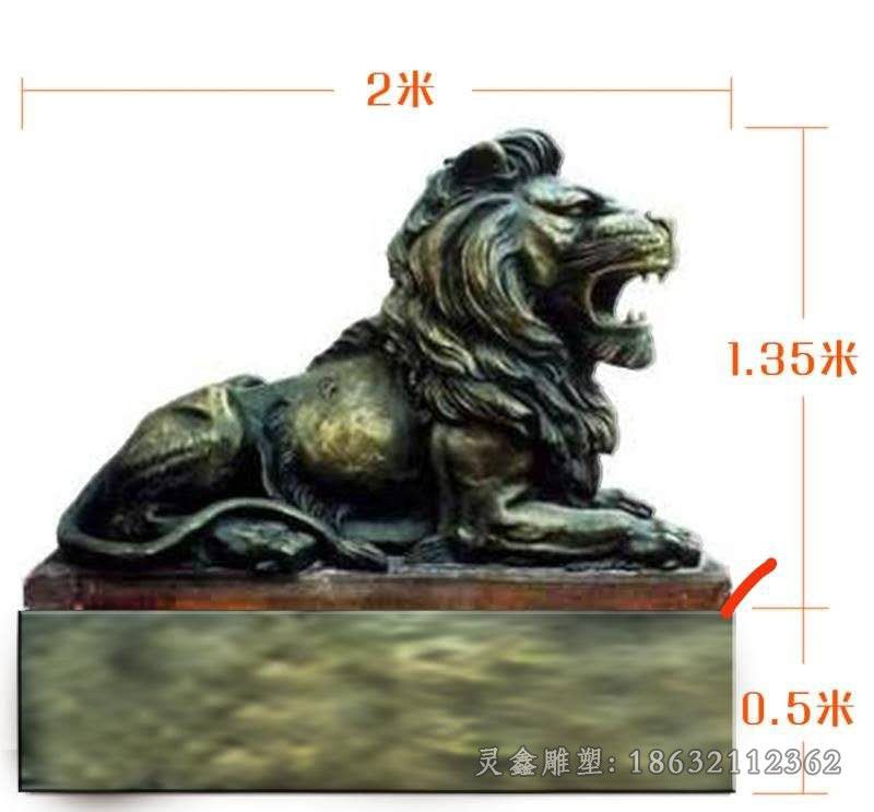 趴姿狮子街边动物铜雕