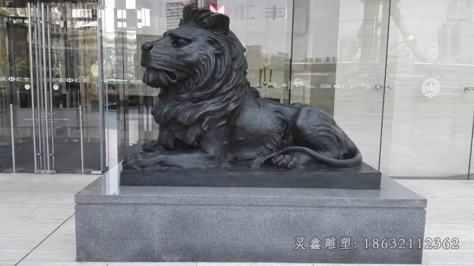 趴姿狮子庭院景观铜雕