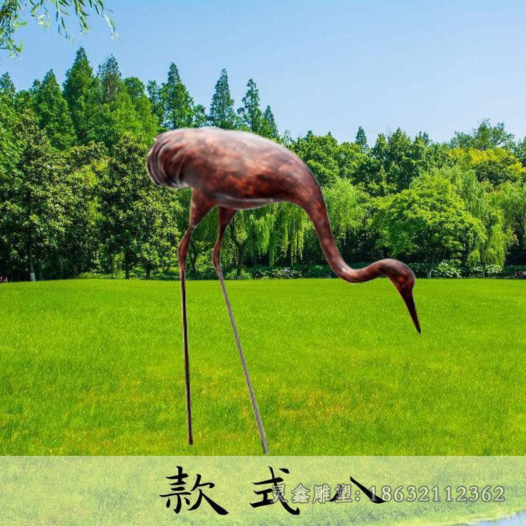 古铜色仙鹤公园景观铜雕