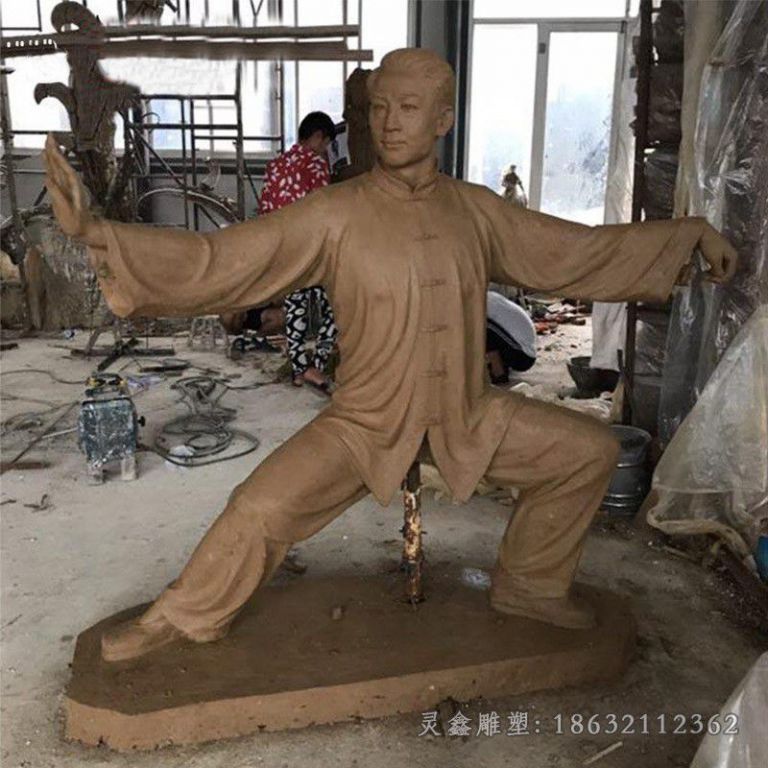 打太极城市人物铜雕