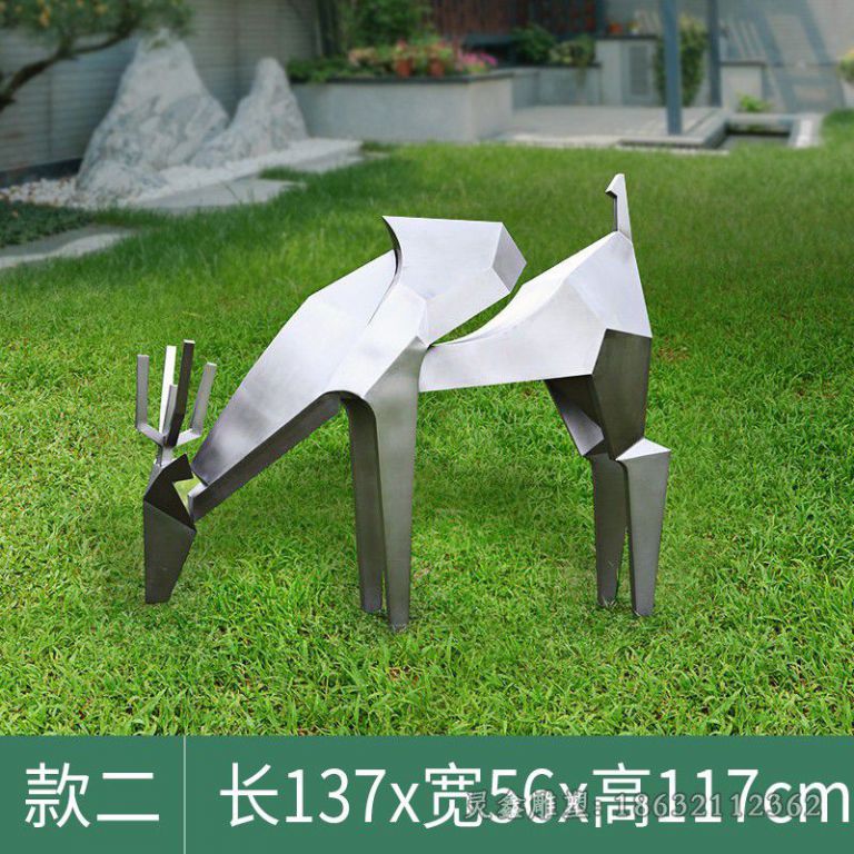 不锈钢几何鹿景区雕塑