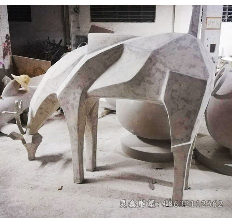 不锈钢几何鹿商场雕塑
