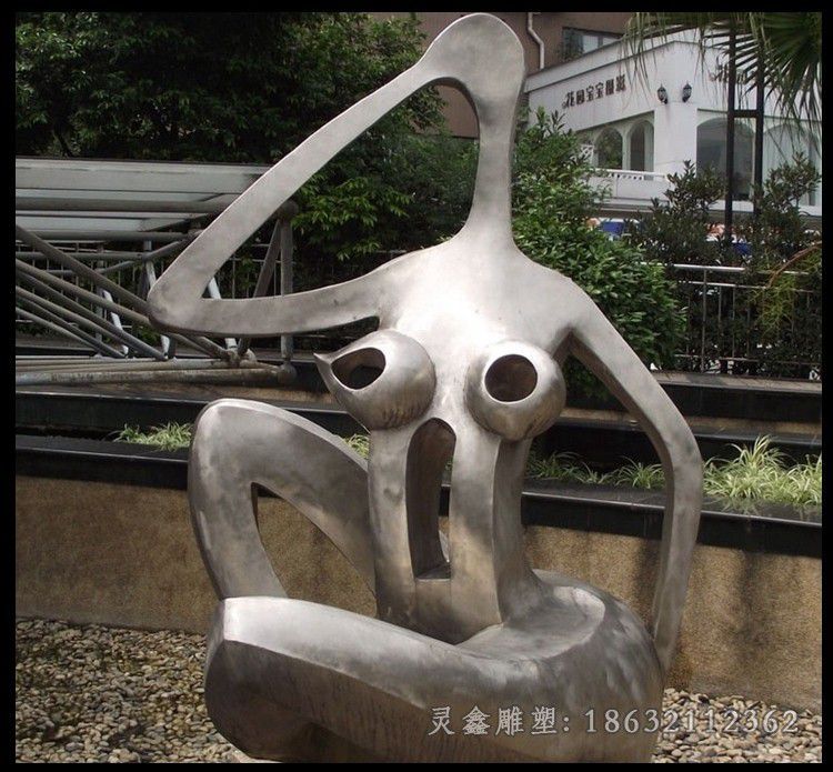 不锈钢抽象美女小区雕塑