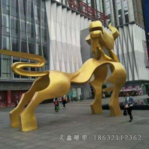 不锈钢抽象牛城市雕塑