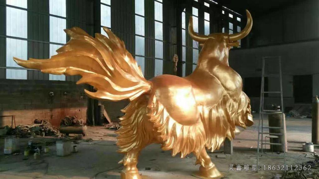 不锈钢抽象牛景区雕塑