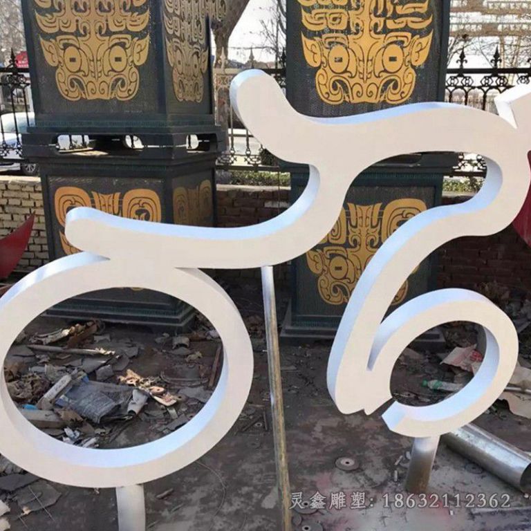 不锈钢自行车广场雕塑