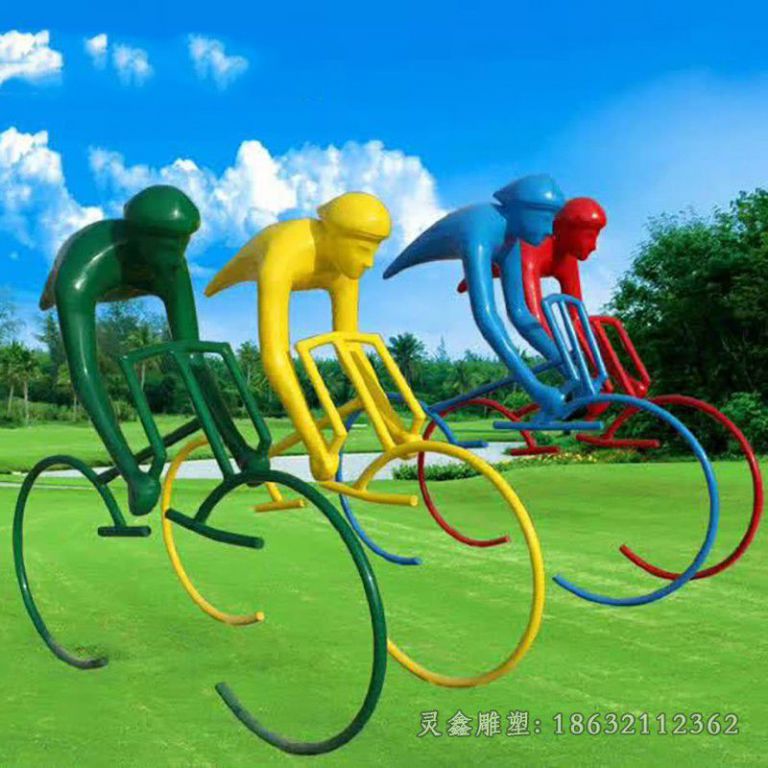 不锈钢自行车公园雕塑
