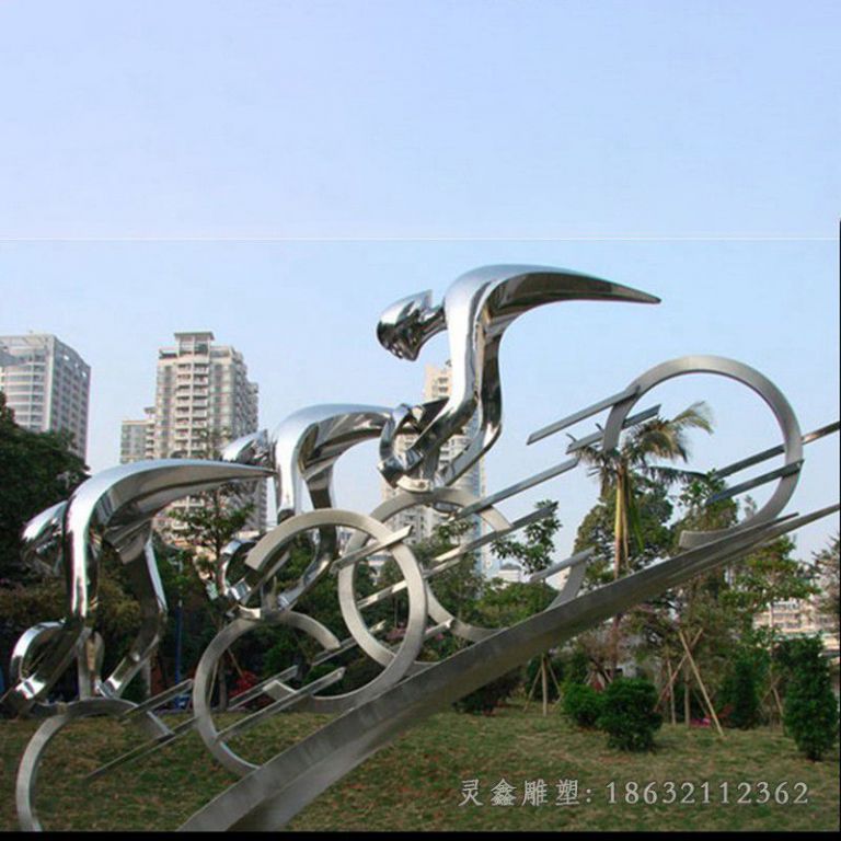 不锈钢自行车园林雕塑