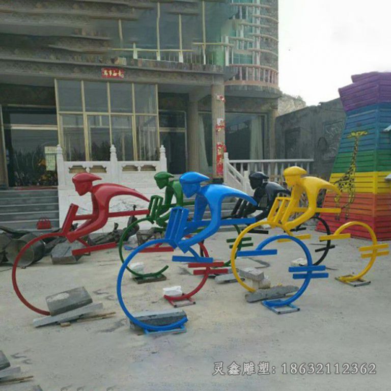 不锈钢骑自行车广场雕塑
