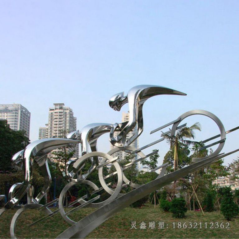 不锈钢骑自行车景区雕塑