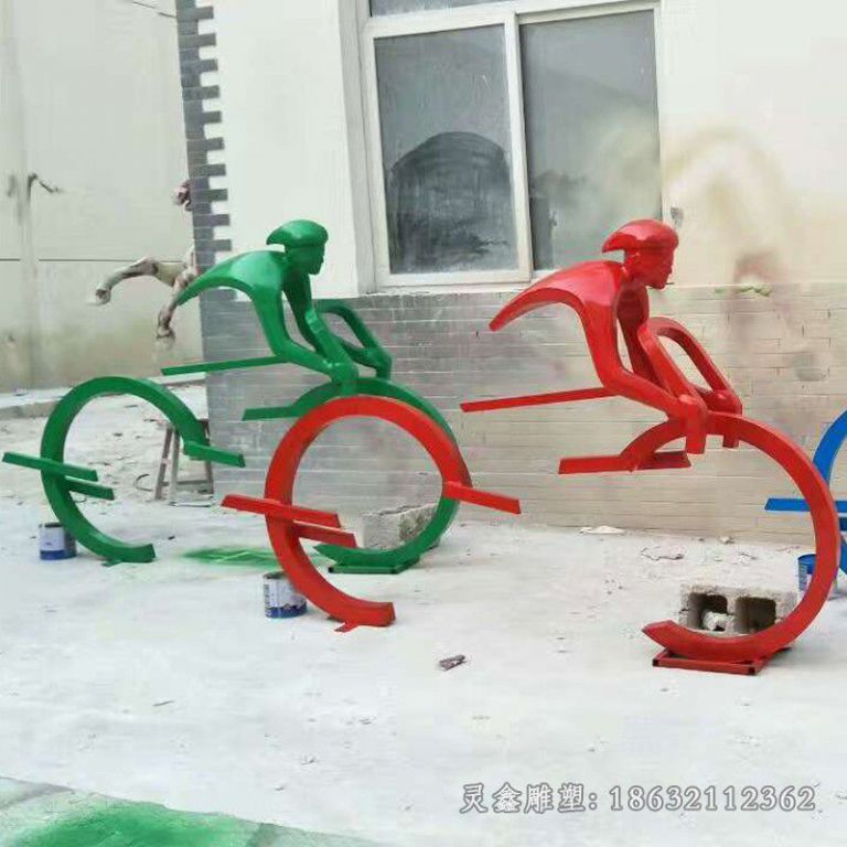 不锈钢自行车城市景观雕塑