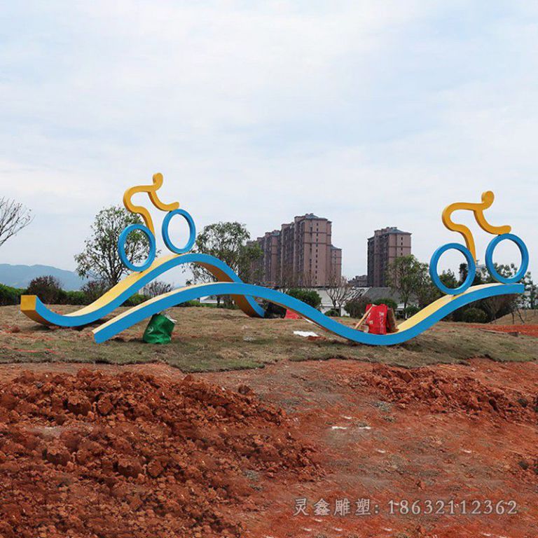 不锈钢自行车户外景观雕塑
