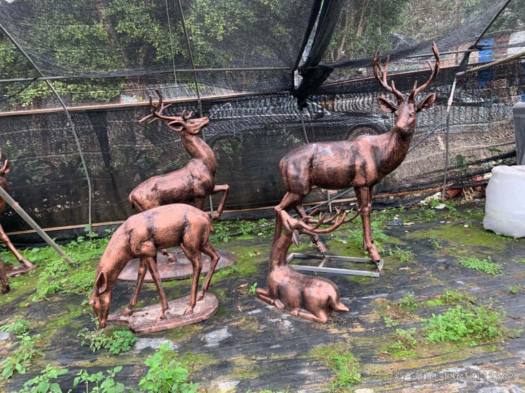 群鹿园林景观铜雕