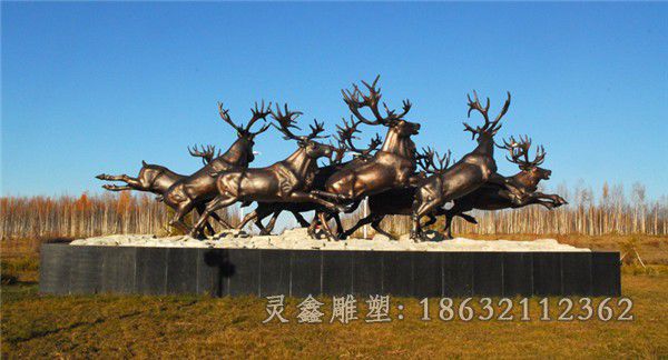 群鹿庭院景观铜雕