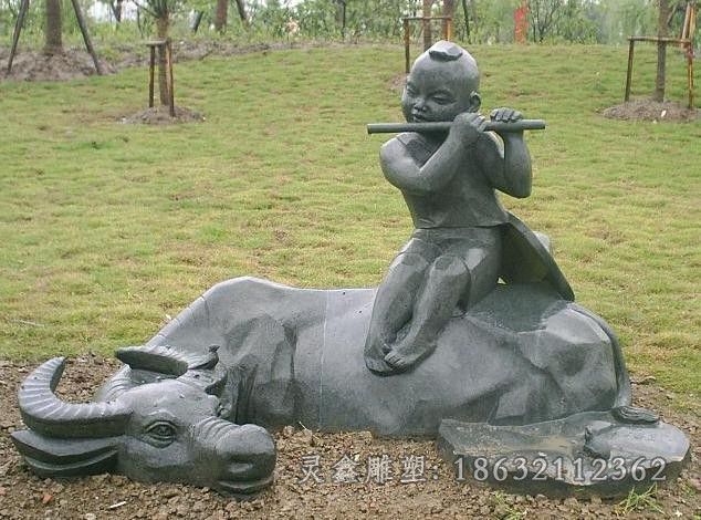 牧童吹笛公园景观铜雕