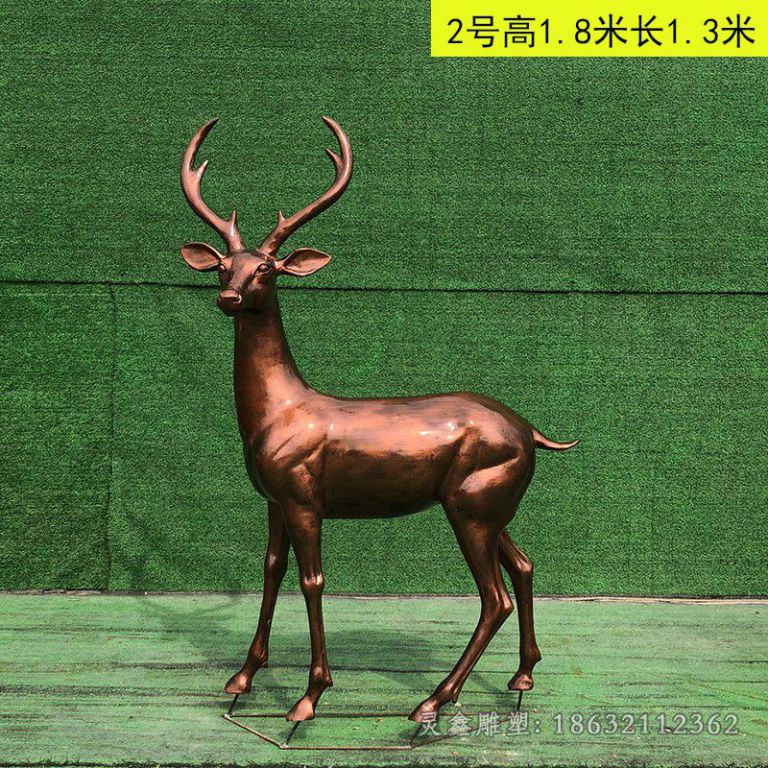 古铜色小鹿公园铜雕