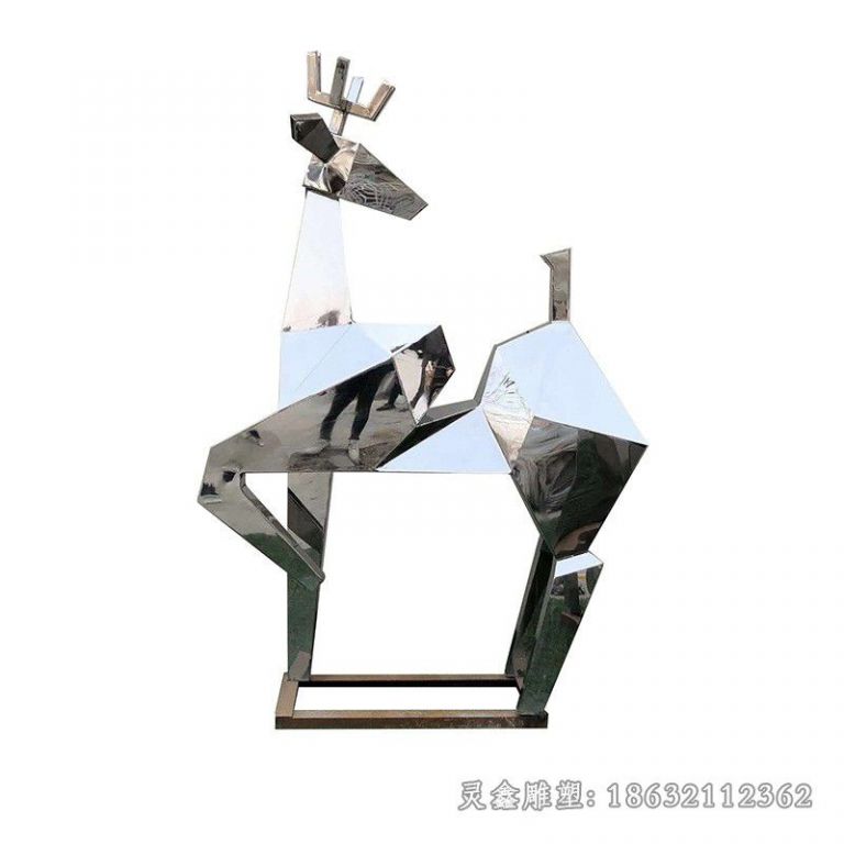 不锈钢几何小鹿景区雕塑