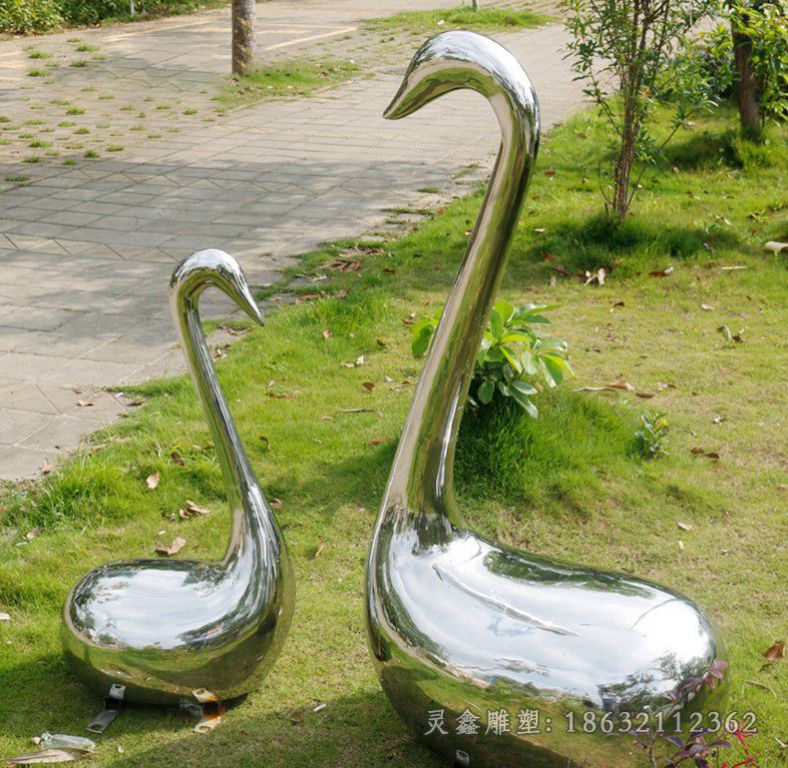 不锈钢镜面天鹅商场雕塑