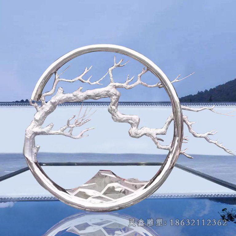不锈钢圆环树枝广场雕塑