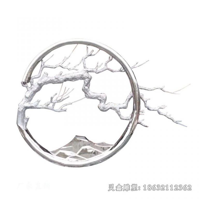 不锈钢圆环树枝庭院雕塑