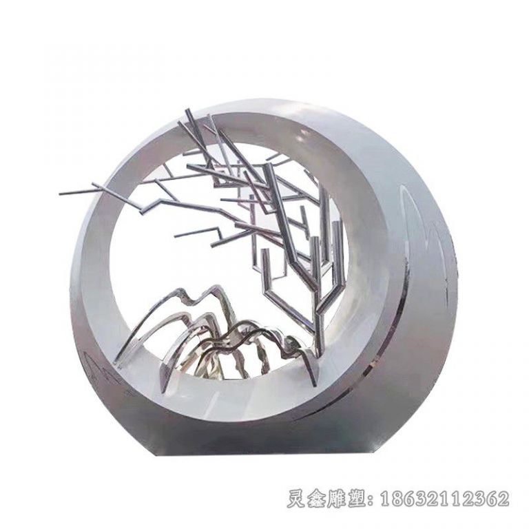 不锈钢圆环树枝商场雕塑