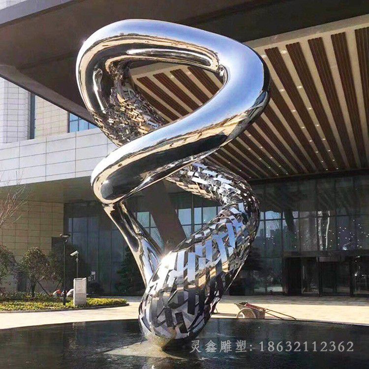 不锈钢异形圆环小区雕塑