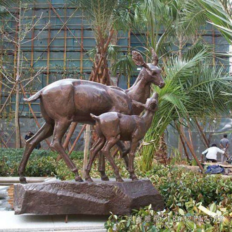 母子鹿庭院景观铜雕