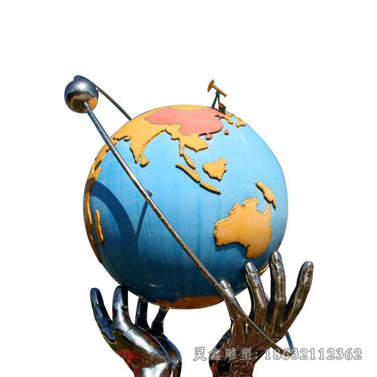 不锈钢彩绘地球仪广场雕塑
