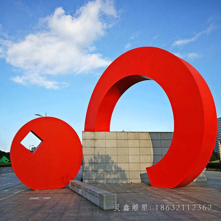 不锈钢红色园林景观雕塑