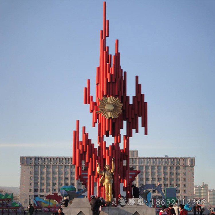 不锈钢红色街边景观雕塑