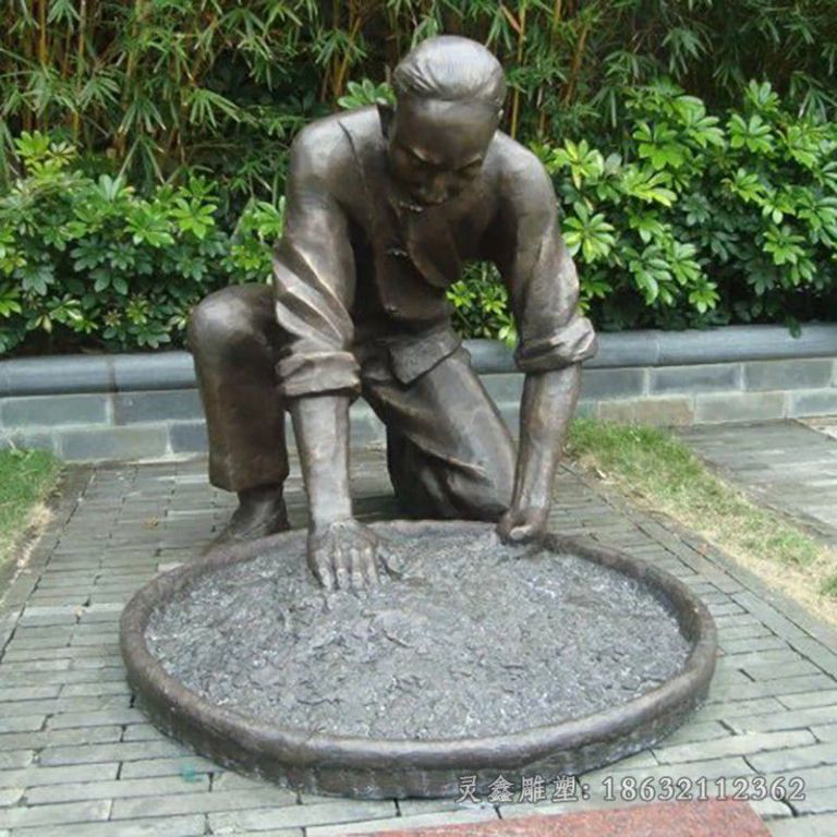 采茶小品广场人物铜雕