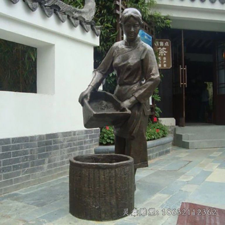 采茶小品公园人物铜雕