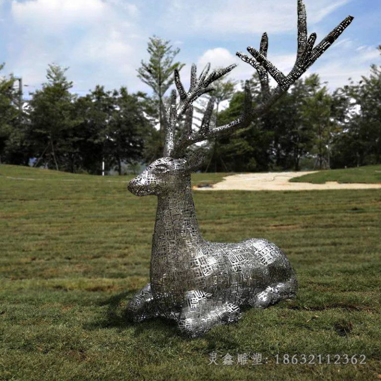 不锈钢站姿鹿广场雕塑