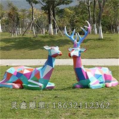 不锈钢站姿鹿别墅雕塑