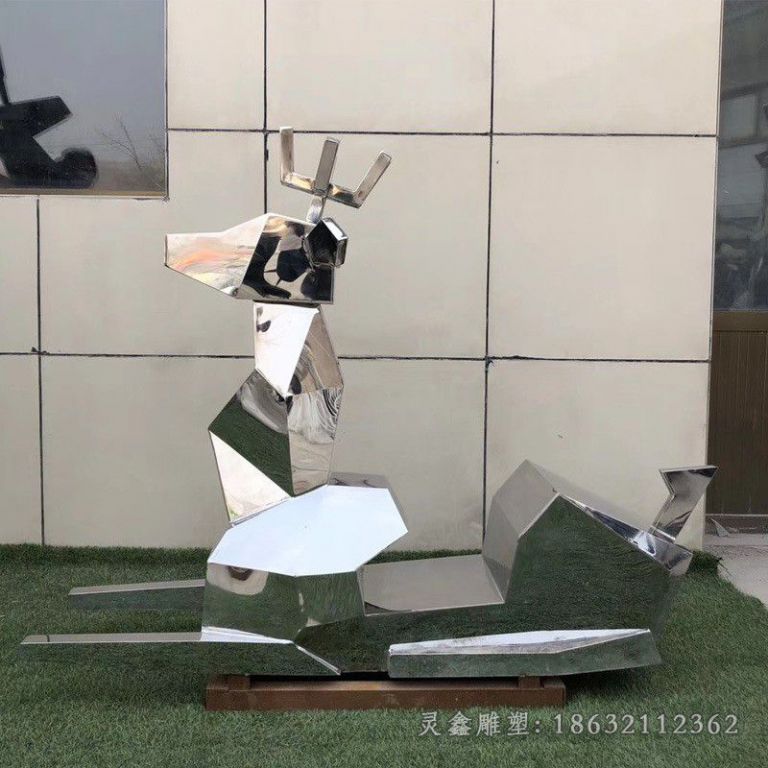不锈钢站姿鹿商场雕塑