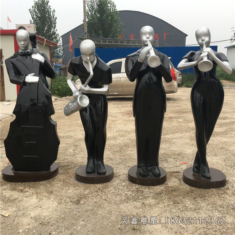 彩绘吹拉弹唱广场铜雕