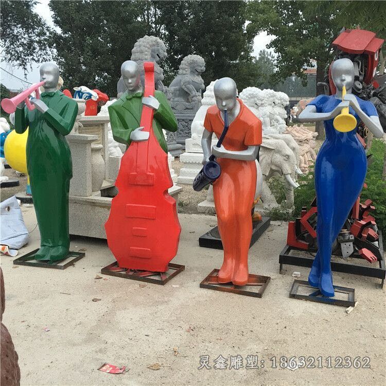彩绘吹拉弹唱校园铜雕