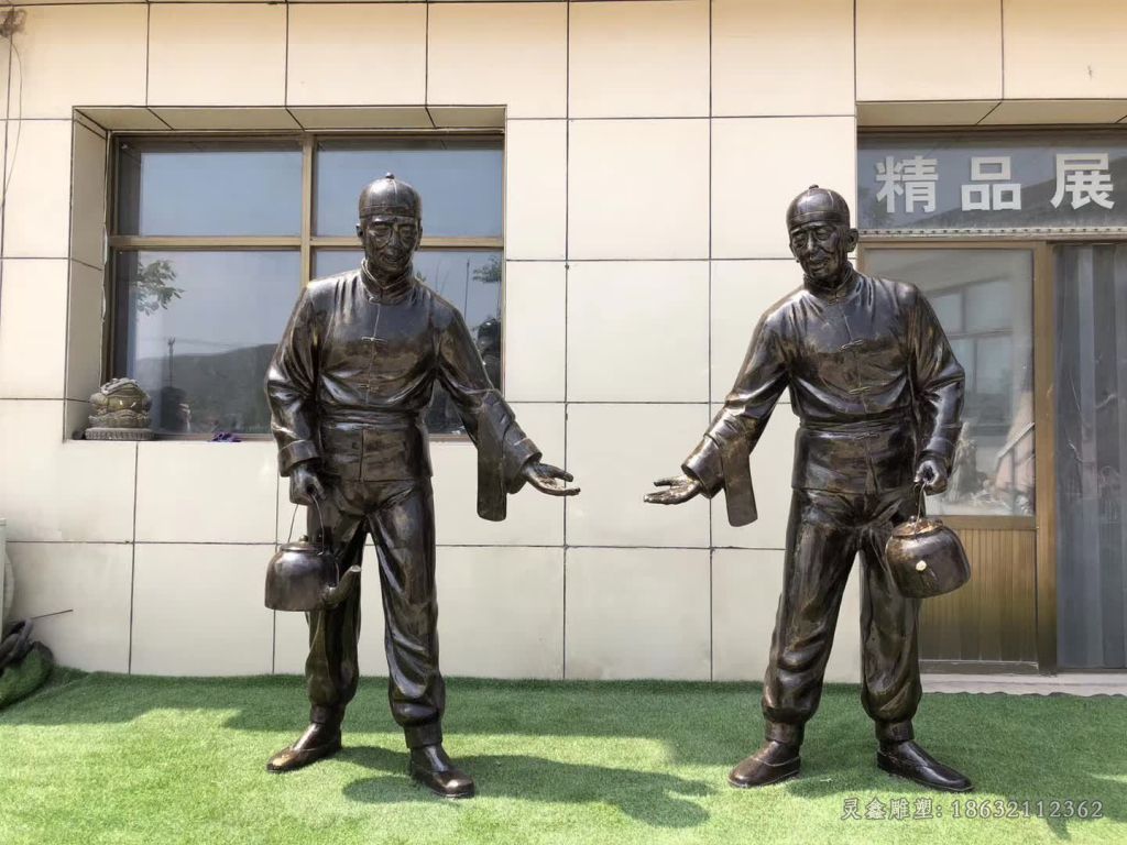 茶馆民俗店小二铜雕