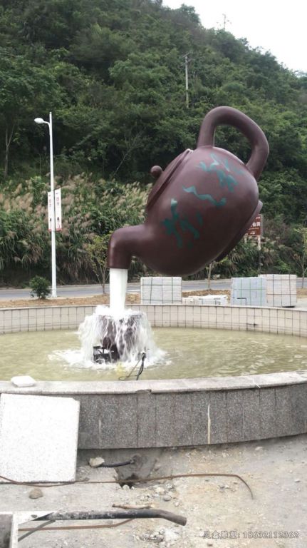 茶壶和茶杯校园景观铜雕
